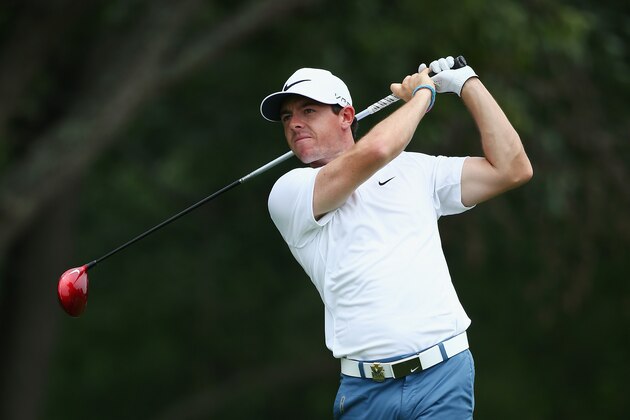 LOUISVILLE, KY - AUGUST 05:  Rory McIlroy of Northern Ireland watches a tee shot during a practice round prior to the start of the 96th PGA Championship at Valhalla Golf Club on August 5, 2014 in Louisville, Kentucky.  (Photo by Andy Lyons/Getty Images)