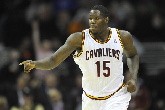 Jan 28, 2014; Cleveland, OH, USA; Cleveland Cavaliers small forward Anthony Bennett reacts in the fourth quarter against the New Orleans Pelicans at Quicken Loans Arena. Mandatory Credit: David Richard-USA TODAY Sports