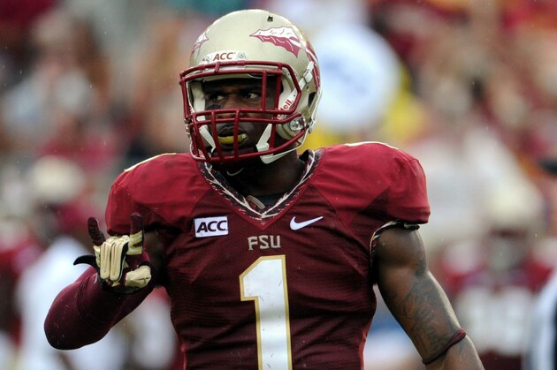 Sep 21, 2013; Tallahassee, FL, USA; Florida State Seminoles defensive back Tyler Hunter (1) during the game against the Bethune-Cookman Wildcats at Doak Campbell Stadium. Mandatory Credit: Melina Vastola-USA TODAY Sports