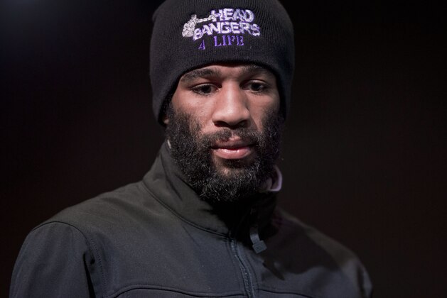 IBF junior welterweight champion Lamont Peterson stands on stage during boxing news conference, Thursday, Jan. 23, 2014 in Washington. Peterson is slated to defend his title against Canadian challenger Dierry Jean on Saturday at the DC Armory. (AP Photo/Pablo Martinez Monsivais)