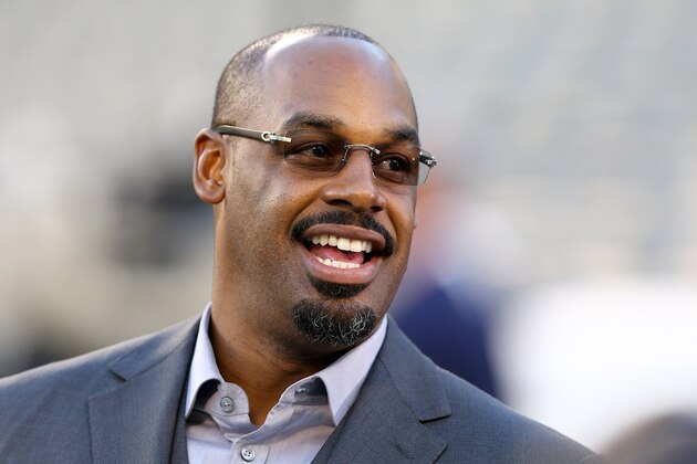 PHILADELPHIA, PA - SEPTEMBER 19:  Former Philadelphia Eagles quarterback Donovan McNabb looks on from the field prior to the game between the Eagles and the Kansas City Chiefs at Lincoln Financial Field on September 19, 2013 in Philadelphia, Pennsylvania. McNabb will have his jersey retired at halftime of the game.  (Photo by Elsa/Getty Images)