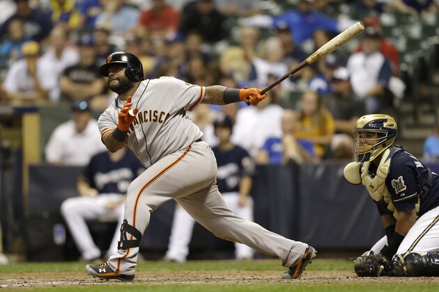 MILWAUKEE, WI - AUGUST 06: Pablo Sandoval #48 of the San Francisco Giants hits a two-run home run in the top of the eighth inning against the Milwaukee Brewers at Miller Park on August 06, 2014 in Milwaukee, Wisconsin. (Photo by Mike McGinnis/Getty Images) MILWAUKEE, WI - AUGUST 06: Pablo Sandoval #48 of the San Francisco Giants hits a two-run home run in the top of the eighth inning against the Milwaukee Brewers at Miller Park on August 06, 2014 in Milwaukee, Wisconsin. (Photo by Mike McGinnis/Getty Images)