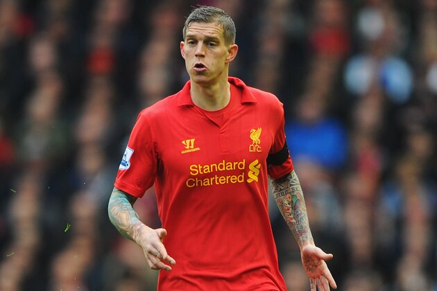 LIVERPOOL, ENGLAND - APRIL 21:  Daniel Agger of Liverpool in action during the Barclays Premier League match between Liverpool and Chelsea at Anfield on April 21, 2013 in Liverpool, England.  (Photo by Michael Regan/Getty Images)