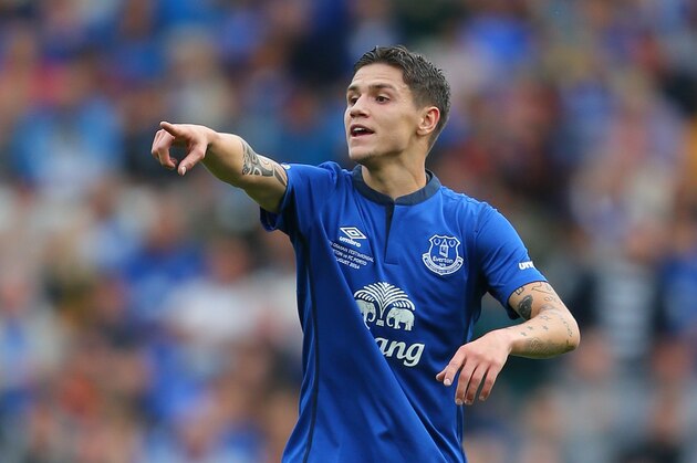 LIVERPOOL, ENGLAND - AUGUST 03: Muhamed Besic of Everton during the Pre-Season Friendly between Everton and Porto at Goodison Park on August 3, 2014 in Liverpool, England.  (Photo by Dave Thompson/Getty Images)