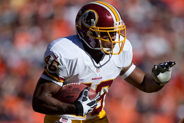 DENVER, CO - OCTOBER 27:  Running back Alfred Morris #46 of the Washington Redskins in action against the Denver Broncos at Sports Authority Field Field at Mile High on October 27, 2013 in Denver, Colorado. (Photo by Justin Edmonds/Getty Images)