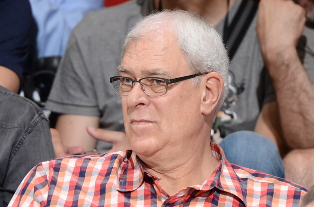 LAS VEGAS, NV - JULY 11: President Phil Jackson of the New York Knicks attends the game between the New York Knicks and the Dallas Mavericks at the Samsung NBA Summer League 2014 on July 11, 2014 at the Cox Pavilion in Las Vegas, Nevada. NOTE TO USER: User expressly acknowledges and agrees that, by downloading and or using this photograph, User is consenting to the terms and conditions of the Getty Images License Agreement. Mandatory Copyright Notice: Copyright 2014 NBAE  (Photo by Garrett Ellwood/NBAE via Getty Images)