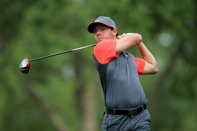 LOUISVILLE, KY - AUGUST 07:  Rory McIlroy of Northern Ireland hits his tee shot on the 18th hole during the first round of the 96th PGA Championship at Valhalla Golf Club on August 7, 2014 in Louisville, Kentucky.  (Photo by David Cannon/Getty Images)