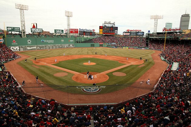 BOSTON, MA - APRIL 04:  General view as Jake Peavy #44 of the Boston Red Sox pitches against the Milwaukee Brewers in the first inning during the Opening Day game at Fenway Park on April 4, 2014 in Boston, Massachusetts.  (Photo by Jared Wickerham/Getty Images)
