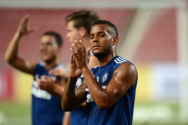 BANGKOK, THAILAND - JULY 16: Ryan Bertrand reacts during a Chelsea FC training session at Rajamangala Stadium on July 16, 2013 in Bangkok, Thailand.  (Photo by Thananuwat Srirasant/Getty Images)