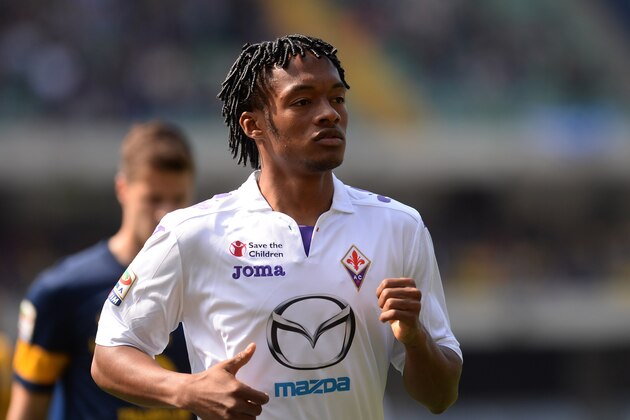 VERONA, ITALY - APRIL 13:  Juan Cuadrado of ACF Fiorentina  looks on during the Serie A match between Hellas Verona FC and ACF Fiorentina at Stadio Marc'Antonio Bentegodi on April 13, 2014 in Verona, Italy.  (Photo by Dino Panato/Getty Images)