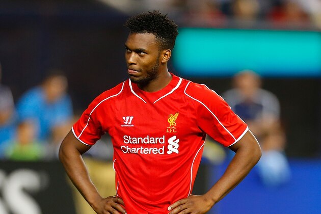 NEW YORK, NY - JULY 30:  Daniel Sturridge #15 of Liverpool in action against Manchester City during the International Champions Cup 2014 at Yankee Stadium on July 30, 2014 in the Bronx borough of New York City.  (Photo by Mike Stobe/Getty Images)