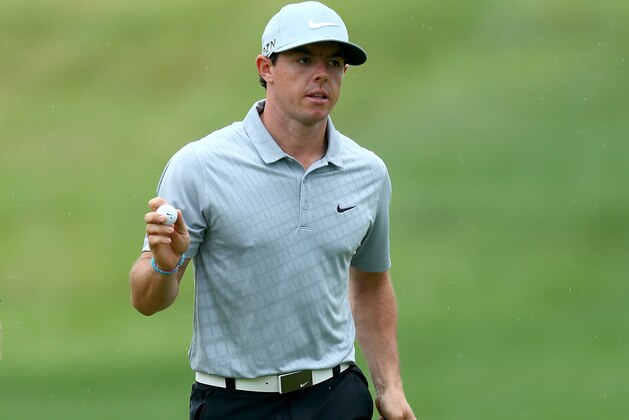 LOUISVILLE, KY - AUGUST 08:  Rory McIlroy of Northern Ireland waves to the gallery on the fifth hole during the second round of the 96th PGA Championship at Valhalla Golf Club on August 8, 2014 in Louisville, Kentucky.  (Photo by Jeff Gross/Getty Images)
