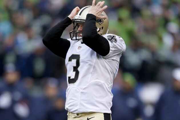 SEATTLE, WA - JANUARY 11:  Kicker Shayne Graham #3 of the New Orleans Saints reacts after missing a 45-yard field goal in the first half against the Seattle Seahawks during the NFC Divisional Playoff Game at CenturyLink Field on January 11, 2014 in Seattle, Washington.  (Photo by Otto Greule Jr/Getty Images)