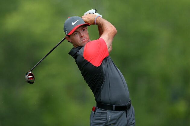 LOUISVILLE, KY - AUGUST 07:  Rory McIlroy of Northern Ireland hits his tee shot on the 12th hole during the first round of the 96th PGA Championship at Valhalla Golf Club on August 7, 2014 in Louisville, Kentucky.  (Photo by Jeff Gross/Getty Images)