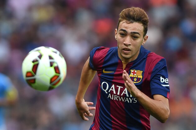 GENEVA, SWITZERLAND - AUGUST 06:  Munir El Haddadi of FC Barcelona in action during the pre-season friendly match between FC Barcelona and SSC Napoli on August 6, 2014 in Geneva, Switzerland.  (Photo by Valerio Pennicino/Getty Images)