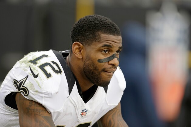 New Orleans Saints' Marques Colston (12) on the sidelines during the second half an NFL football game against the Carolina Panthers in Charlotte, N.C., Sunday, Dec. 22, 2013. The Panthers won 17-13. (AP Photo/Bob Leverone)