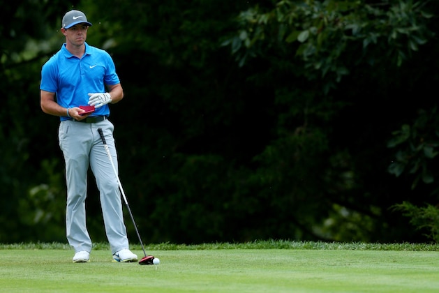 LOUISVILLE, KY - AUGUST 09:  Rory McIlroy of Northern Ireland waits to hit his tee shot on the 18th hole during the third round of the 96th PGA Championship at Valhalla Golf Club on August 9, 2014 in Louisville, Kentucky.  (Photo by Jeff Gross/Getty Images)