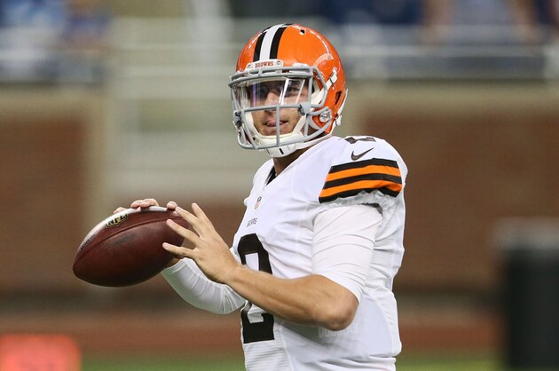 DETROIT, MI - AUGUST 09:  Johnny Manziel #2 of the Cleveland Browns warms up prior to the start of the preseason game against the Detroit Lions at Ford Field on August 9, 2014 in Detroit, Michigan. The Lions defeated the Browns 13-12 in a preseason game.  (Photo by Leon Halip/Getty Images)