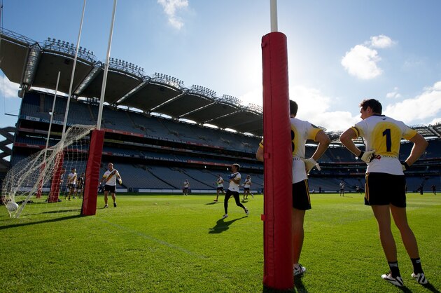 DUBLIN, IRELAND - OCTOBER 15:  A general View of the AFL Australian International Rules team in action during a training session at Croke Park on October 15, 2013 in Dublin, Ireland. (Photo by Patrick Bolger/Getty Images)
