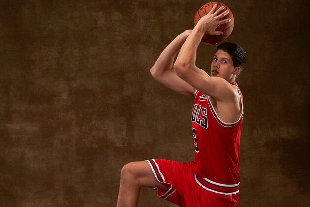 TARRYTOWN, NY - AUGUST 3:  Doug McDermott #3 of the Chicago Bulls poses for a portrait during the 2014 NBA rookie photo shoot on August 3, 2014 at the Madison Square Garden Training Facility in Tarrytown, New York. NOTE TO USER: User expressly acknowledges and agrees that, by downloading and or using this photograph, User is consenting to the terms and conditions of the Getty Images License Agreement. Mandatory Copyright Notice: Copyright 2014 NBAE (Photo by Jennifer Pottheiser /NBAE via Getty Images)