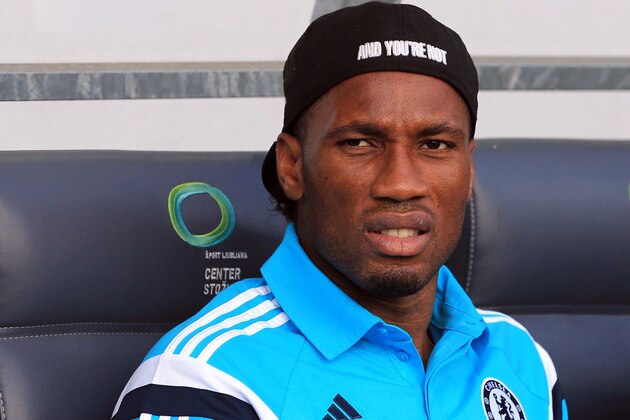LJUBLJANA, SLOVENIA - JULY 27: Didier Drogba of FC Chelsea looks on prior the Pre Season Friendly  match between FC Olimpija Ljubljana and FC Chelsea at Stozice stadium in Ljubljana, Slovenia on Sunday, July 27, 2014. (Photo by Srdjan Stevanovic/Getty Images)