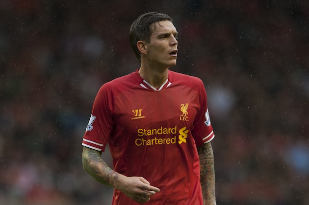 Liverpool's Daniel Agger during his team's English Premier League soccer match against Stoke at Anfield Stadium, Liverpool, England, Saturday Aug. 17, 2013. (AP Photo/Jon Super)
