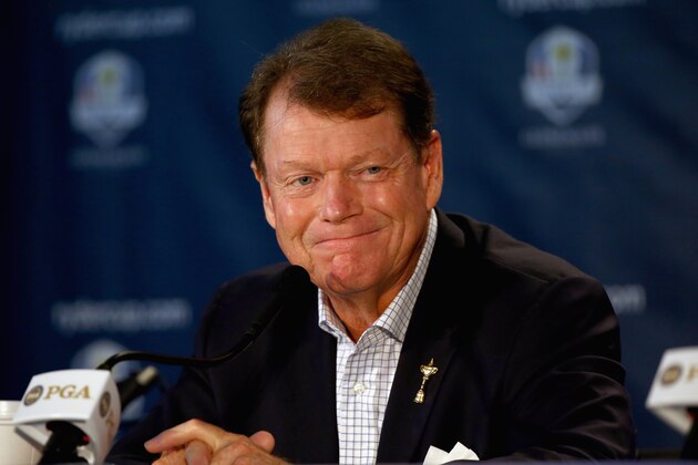 LOUISVILLE, KY - AUGUST 11:  Tom Watson the 2014 Ryder Cup captain talks with the media Ryder Cup News Conference on August 11, 2014 at Valhalla Golf Club in Louisville, Kentucky.  (Photo by Andy Lyons/Getty Images)