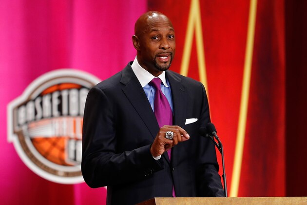 SPRINGFIELD, MA - AUGUST 8:  Alonzo Mourning, inductee, speaks during the 2014 Basketball Hall of Fame Enshrinement Ceremony at Symphony Hall on August 8, 2014 in Springfield, Massachusetts. (Photo by Jim Rogash/Getty Images)