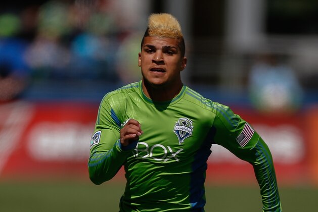 SEATTLE, WA - APRIL 26:  DeAndre Yedlin #17 of the Seattle Sounders FC follows the play against the Colorado Rapids at CenturyLink Field on April 26, 2014 in Seattle, Washington. The Sounders defeated the Rapids 4-1.  (Photo by Otto Greule Jr/Getty Images)