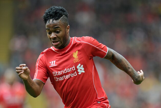 LIVERPOOL, ENGLAND - AUGUST 10:  Raheem Sterling of Liverpool during the Pre Season Friendly match between Liverpool and Borussia Dortmund at Anfield on August 10, 2014 in Liverpool, England. (Photo by Clint Hughes/Getty Images)