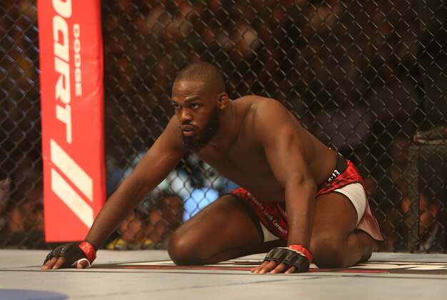 Sep 22, 2012; Toronto, ON, Canada; UFC fighter Jon Jones against fighter Vitor Belfort (not pictured) during a light heavyweight bout at UFC 152 at the Air Canada Centre. Mandatory Credit: Tom Szczerbowski-USA TODAY Sports