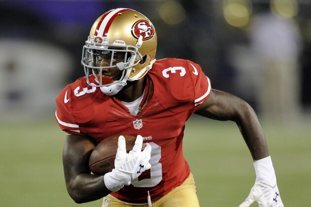 San Francisco 49ers wide receiver Bruce Ellington rushes the ball in the second half of an NFL preseason football game against the Baltimore Ravens, Thursday, Aug. 7, 2014, in Baltimore. (AP Photo/Nick Wass)