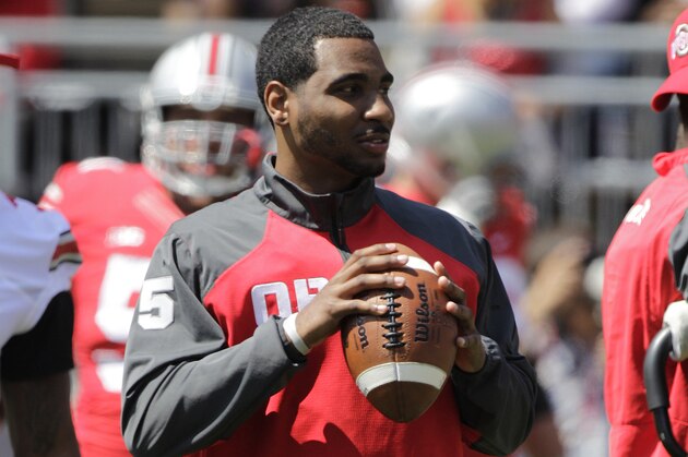 Ohio State quarterback Braxton Miller during their spring NCAA college football game Saturday, April 12, 2014, in Columbus, Ohio. (AP Photo/Jay LaPrete)