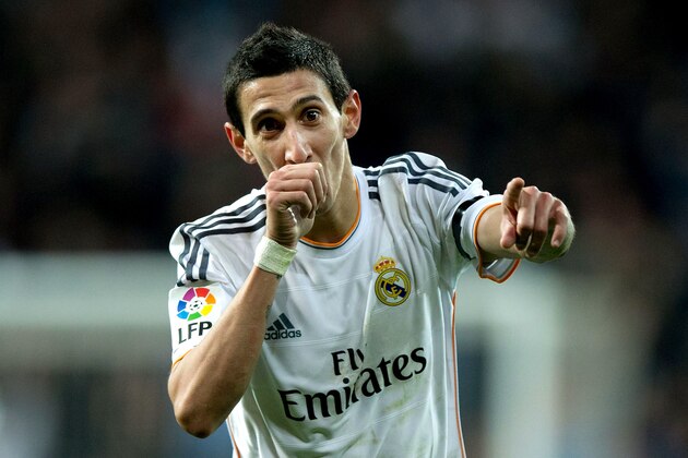 MADRID, SPAIN - FEBRUARY 05: Angel Di Maria of Real Madrid CF celebrates scoring their third goal during the Copa del Rey semifinal first leg match between Real Madrid CF and Club Atletico Madrid at Estadio Santiago Bernabeu on February 5, 2014 in Madrid, Spain. (Photo by Gonzalo Arroyo Moreno/Getty Images) MADRID, SPAIN - FEBRUARY 05: Angel Di Maria of Real Madrid CF celebrates scoring their third goal during the Copa del Rey semifinal first leg match between Real Madrid CF and Club Atletico Madrid at Estadio Santiago Bernabeu on February 5, 2014 in Madrid, Spain. (Photo by Gonzalo Arroyo Moreno/Getty Images)