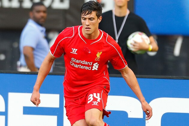 NEW YORK, NY - JULY 30: Martin Kelly #34 of Liverpool in action against Manchester City during the International Champions Cup 2014 at Yankee Stadium on July 30, 2014 in the Bronx borough of New York City.  (Photo by Mike Stobe/Getty Images)