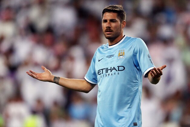 AL AIN, UNITED ARAB EMIRATES - MAY 15: Javi Garcia reacts during the friendly match between Al Ain and Manchester City at Hazza bin Zayed Stadium on May 15, 2014 in Al Ain, United Arab Emirates.  (Photo by Francois Nel/Getty Images)