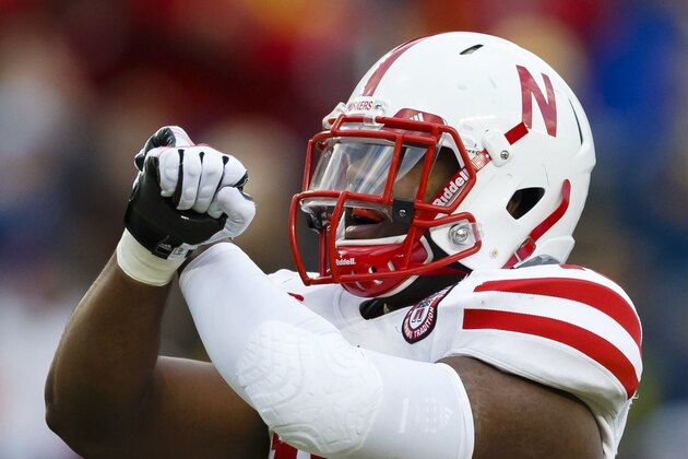 Nov 9, 2013; Ann Arbor, MI, USA; Nebraska Cornhuskers linebacker Michael Rose (15) reacts to a defensive stop in the first quarter against the Michigan Wolverines at Michigan Stadium. Mandatory Credit: Rick Osentoski-USA TODAY Sports Nov 9, 2013; Ann Arbor, MI, USA; Nebraska Cornhuskers linebacker Michael Rose (15) reacts to a defensive stop in the first quarter against the Michigan Wolverines at Michigan Stadium. Mandatory Credit: Rick Osentoski-USA TODAY Sports