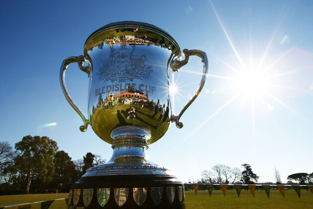 ORANGE, AUSTRALIA - AUGUST 05:  The Bledisloe Cup trophy is seen on display during an Australian Wallabies training session at Kinross Wolaroi School on August 5, 2014 in Orange, Australia.  (Photo by Matt King/Getty Images)
