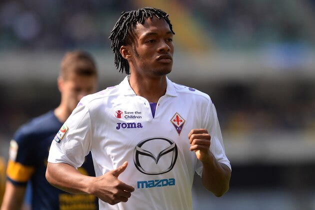 VERONA, ITALY - APRIL 13:  Juan Cuadrado of ACF Fiorentina  looks on during the Serie A match between Hellas Verona FC and ACF Fiorentina at Stadio Marc'Antonio Bentegodi on April 13, 2014 in Verona, Italy.  (Photo by Dino Panato/Getty Images)
