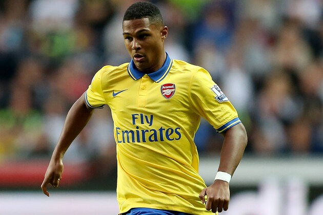 SWANSEA, WALES - SEPTEMBER 28: Serge Gnabry of Arsenal in action during the Barclays Premier League match between Swansea City and Arsenal at Liberty Stadium on September 28, 2013 in Swansea, Wales. (Photo by Scott Heavey/Getty Images) SWANSEA, WALES - SEPTEMBER 28: Serge Gnabry of Arsenal in action during the Barclays Premier League match between Swansea City and Arsenal at Liberty Stadium on September 28, 2013 in Swansea, Wales. (Photo by Scott Heavey/Getty Images)