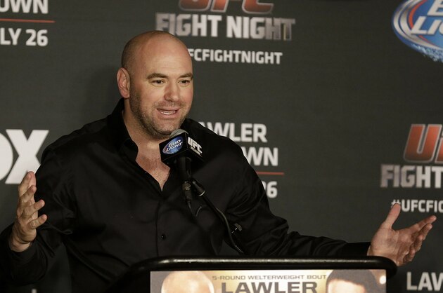 UFC President Dana White speaks at a news conference after a UFC event in San Jose, Calif., Saturday, July 26, 2014. (AP Photo/Jeff Chiu)