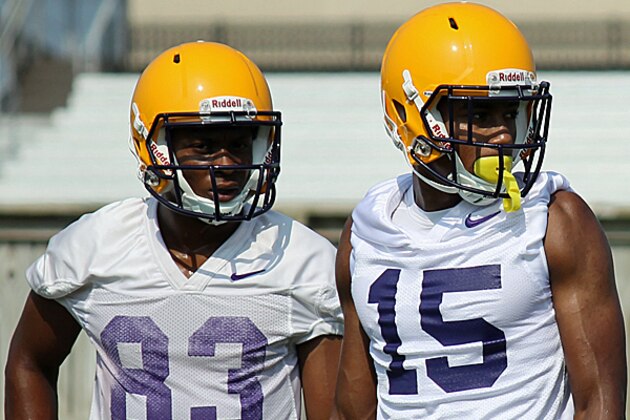 LSU receivers Travin Dural (left) and Malachi Dupre (right)