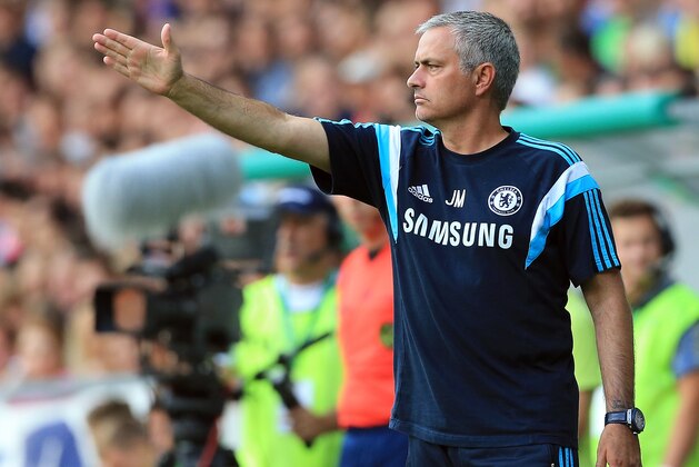 LJUBLJANA, SLOVENIA - JULY 27: Team manager of Chelsea Jose Mourinho reacts during the Pre Season Friendly  match between FC Olimpija Ljubljana and Chelsea at Stozice stadium in Ljubljana, Slovenia on Sunday, July 27, 2014. (Photo by Srdjan Stevanovic/Getty Images)