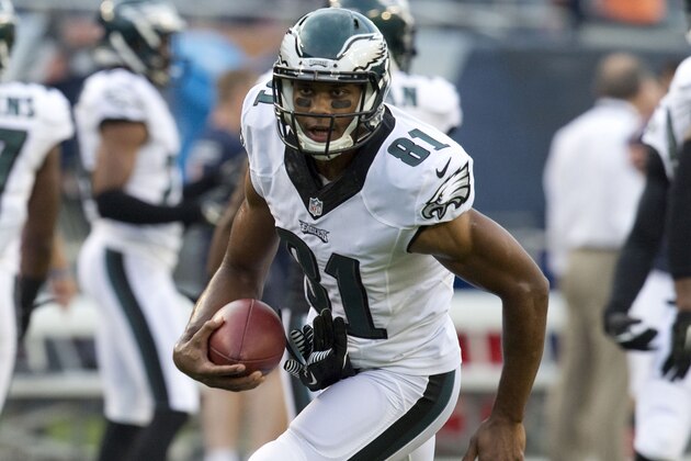 CHICAGO, IL - AUGUST 8:  Jordan Matthews #81 of the Philadelphia Eagles warms up prior to a preseason game against the Chicago Bears at Soldier Field on August 8, 2014 in Chicago, Illinois. (Photo by John Konstantaras/Getty Images)