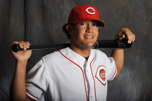 GOODYEAR, AZ - FEBRUARY 25:  Kristopher Negron #67 of the Cincinnati Reds poses for a portrait during a photo day at Goodyear Ballpark on February 25, 2012 in Goodyear, Arizona. (Photo by Rich Pilling/Getty Images)