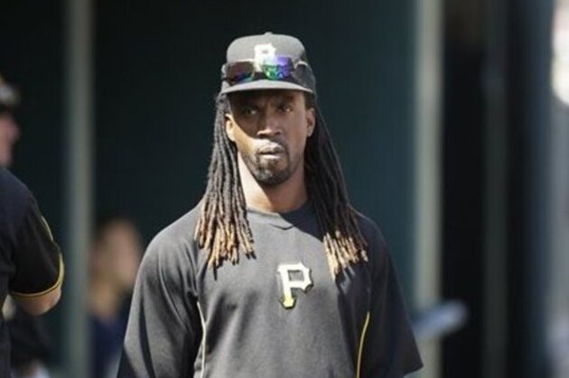 Pittsburgh Pirates outfielder Andrew McCutchen is seen in the dugout during the eighth inning of an interleague baseball game against the Detroit Tigers, Thursday, Aug. 14, 2014 in Detroit. (AP Photo/Carlos Osorio)