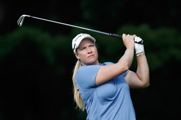 PITTSFORD, NY - AUGUST 15:  Brittany Lincicome watches her tee shot on the 16th hole during the second round of the Wegmans LPGA Championship at Monroe Golf Club on August 15, 2014 in Pittsford, New York.  (Photo by Scott Halleran/Getty Images)
