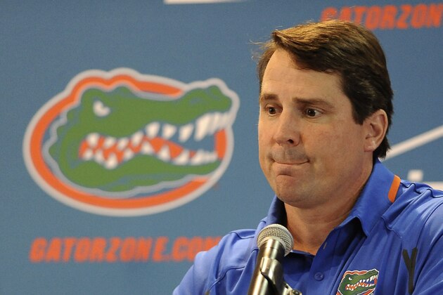 Florida NCAA college head football coach Will Muschamp fields questions from reporters during Media Day at the University of Florida in Gainesville, Fla., Sunday, Aug, 3, 2014. (AP Photo/Phil Sandlin) Florida NCAA college head football coach Will Muschamp fields questions from reporters during Media Day at the University of Florida in Gainesville, Fla., Sunday, Aug, 3, 2014. (AP Photo/Phil Sandlin)