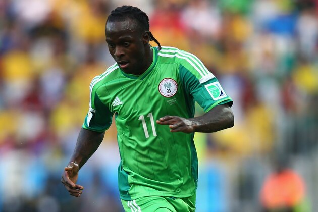 CURITIBA, BRAZIL - JUNE 16:  Victor Moses of Nigeria controls the ball during the 2014 FIFA World Cup Brazil Group F match between Iran and Nigeria at Arena da Baixada on June 16, 2014 in Curitiba, Brazil.  (Photo by Clive Rose/Getty Images)