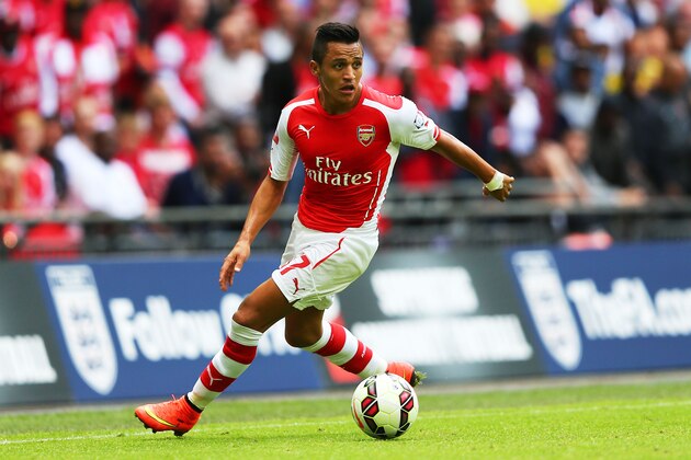 LONDON, ENGLAND - AUGUST 10: Alexis Sanchez of Arsenal in action during the FA Community Shield match between Manchester City and Arsenal at Wembley Stadium on August 10, 2014 in London, England.  (Photo by Clive Mason/Getty Images)
